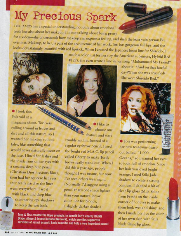 Tori is in the November 1999 issue of Allure Magazine. 